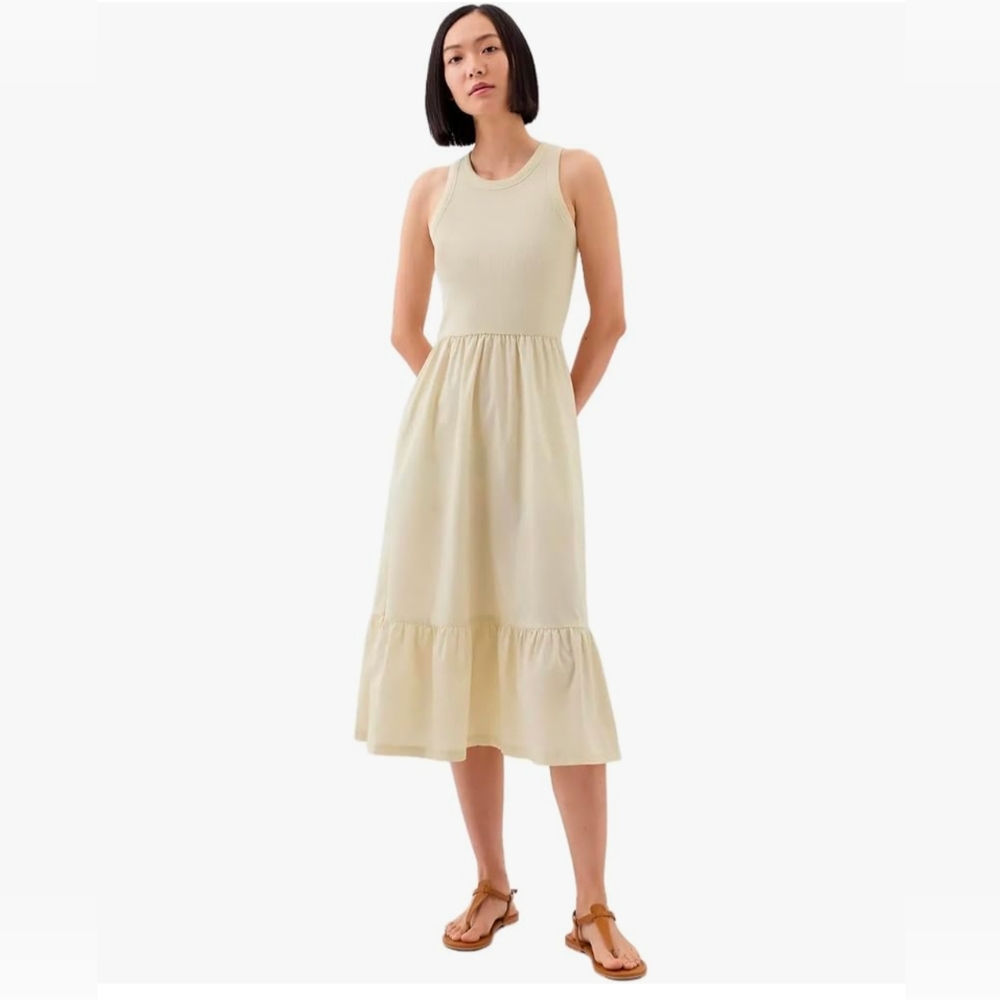 GAP Cream Midi Dress With Pockets